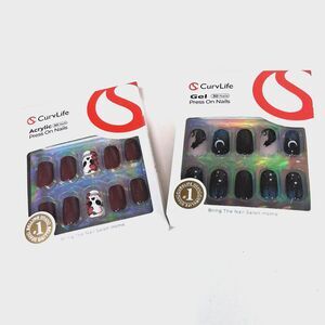 CurvLife Gel Press on Nails 30ct Goth Halloween theme Bundle of 2